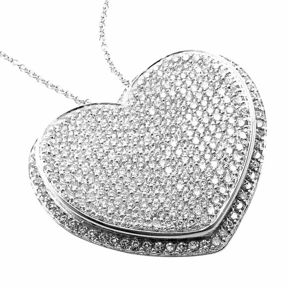 Pasquale Bruni Jewelry - New! Authentic Pasquale Bruni 18k White Gold 2.02ct Pave Diamond Heart Necklace